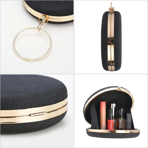 Miniatura 4 de Bolso redondo de noche con purpurina brillante y asa superior para fiesta, cruz, bolso de hombro para boda, novia