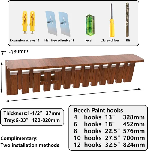 Miniatura 5 de Percheros para colgar en la pared, ganchos para llaves de piano, colgador de madera maciza natural, tela no tejida, perchas para armario, cocina