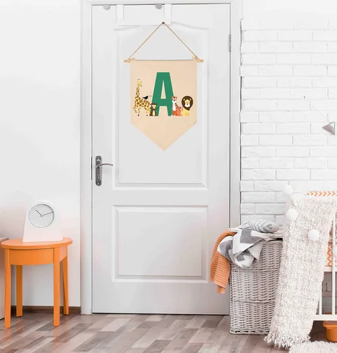Miniatura 5 de Bandera personalizada de animales del bosque, regalos para bebé, niño, niña, recién nacido, banderín de safari de selva, letrero de pared, regalos