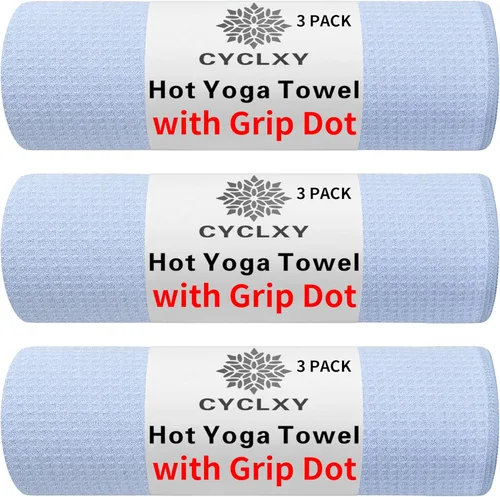 Paquete de 3 toallas de esterilla de yoga con punto de agarre, toalla de yoga caliente antideslizante para esterilla de yoga antideslizante,