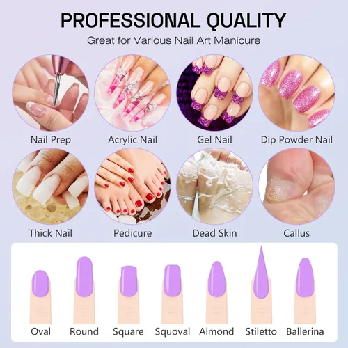 Miniatura 6 de Juego de 30 brocas para uñas: brocas de diamante de 3/32 pulgadas para preparación de uñas de gel acrílico, contiene cabezas