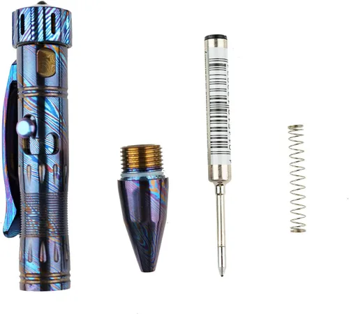 Miniatura 3 de MecArmy TPX10 Mini bolígrafo táctico de acción de perno de titanio con repuesto reemplazable, pequeño bolígrafo táctico EDC con cola giratoria
