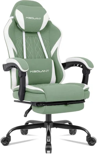 Miniatura 13 de Misolant Silla Gaming, Silla Gamer de Tela con reposapiés para Adultos, Silla Ergonómica de Computadora para Juegos de Respaldo Alto