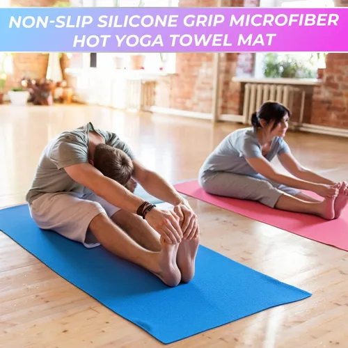 Miniatura 8 de Tenceur Paquete de 2 toallas de sudor de yoga caliente de 24 x 72 pulgadas, antideslizantes, toallas de microfibra absorbente para pilates