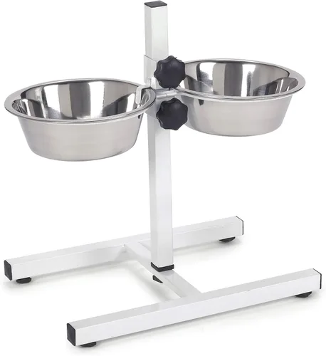 ProSelect - Tazón ajustable de acero inoxidable para perros con dos cuencos de comida para mascotas
