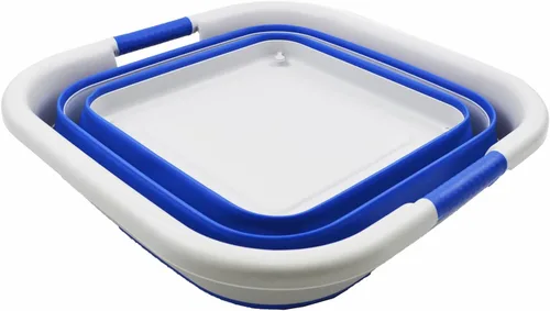 Miniatura 2 de SAMMART Cesta de plástico plegable de 39 L (10.3 galones) con ruedas, contenedor de almacenamiento plegable (1, gris/azul púrpura)