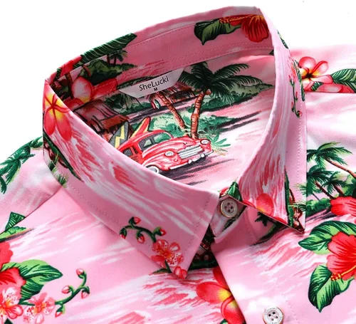 Miniatura 4 de SheLucki - Camisa hawaiana para hombre, unisex, casual, manga corta, con botones, estampada con sombra de palmeras, para el verano en la playa