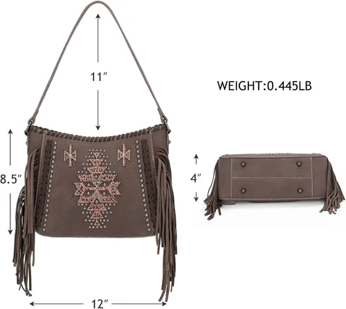 Miniatura 4 de Montana West Bolsa de mano occidental para mujer, colección de flecos, bolso de mano oculto con cartera