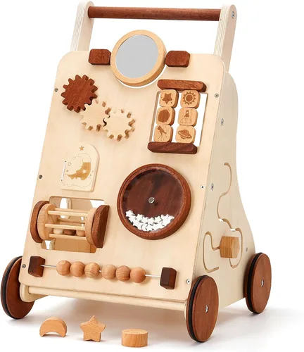 Andador de madera Woodtoe para bebé, andador de empuje de velocidad ajustable, andador Montessori para niños y niñas, centro de actividades para