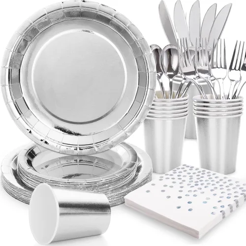 Miniatura 19 de 168 piezas de suministros de fiesta azul marino para decoraciones de fiesta azul marino incluye platos de papel y servilletas, vasos, cubiertos