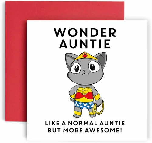 Huxters Tarjeta de cumpleaños para tía WonderAuntie – Tarjeta de feliz cumpleaños para ella – regalos para mujeres – Tarjeta de cumpleaños – Tarjeta