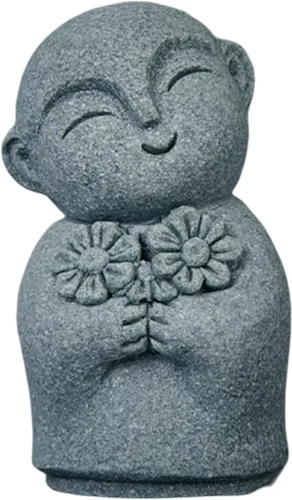 Miniatura 19 de livelyfish Estatua de monje rezante de Bosatsu de Bosatsu japonés de Buda Bosatsu Feng Shui, piedra arenisca feliz/sonriente en miniatura, adorno