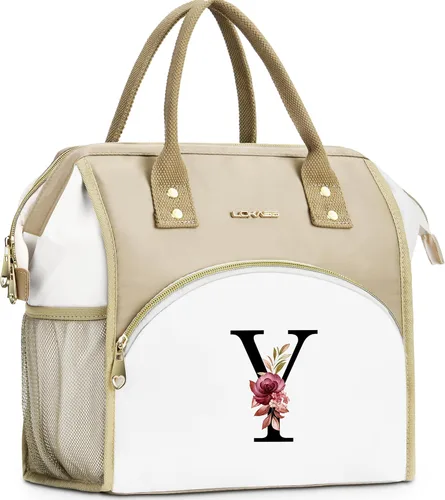 Miniatura 29 de Lonchera con inicial para mujer, lonchera térmica para niñas, lonchera grande para adultos, a prueba de fugas, para trabajo de picnic, bolsa de mano