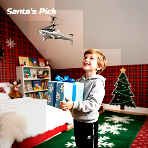Miniatura 7 de DEERC Helicóptero de control remoto para niños y adultos, helicóptero RC Shark con retención de altitud, despegue/aterrizaje con una tecla, luces