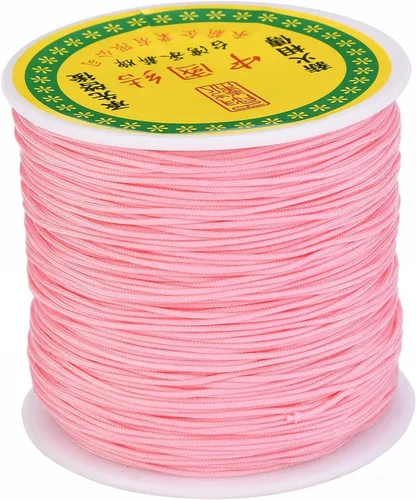 Miniatura 38 de Cordón de nailon trenzado de 150 yardas, cuerda roja de 0.020 in para pulsera, hilo de cuentas de nailon para collar Kumihimo, joyas, borlas