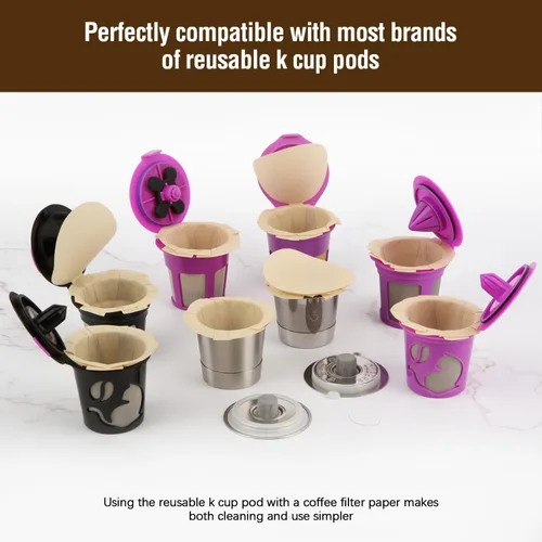 Miniatura 6 de 300 filtros desechables de taza K, papel de filtro de café para cafeteras Keurig de una sola porción 1.0 y 2.0, uso con cápsulas K Cup reutilizables