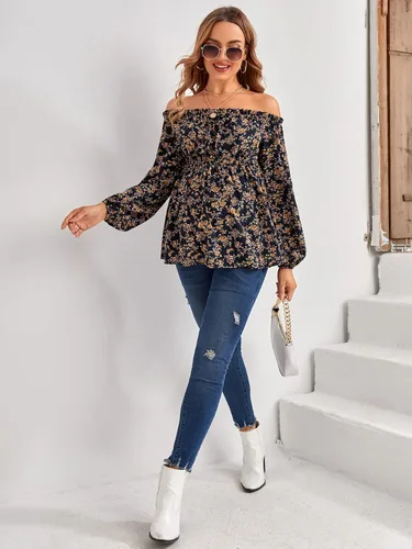 Miniatura 5 de Floerns Ditsy - Blusa de maternidad con hombros descubiertos para mujer