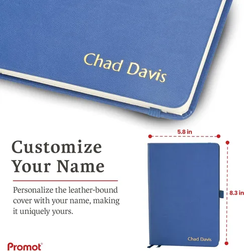 Miniatura 6 de Promot - Cuaderno de Diario Rayado: Diario Personalizado con Texto en Relieve en Oro Metálico - A5 Azul 192 Páginas Rayadas 8.2 x 5.5 Pulgadas, 100