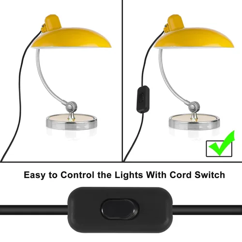 Miniatura 6 de 2 interruptores de cable en línea, AC120V 10A, 250V 6A, interruptor de control de lámpara de encendido y apagado para dormitorio, lámpara de mesa