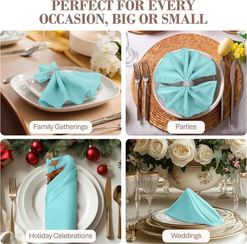 Miniatura 4 de Ultimate Textile -5 docenas - Reversible Shantung Satin - Majestic - Servilletas de tela Majestic de 17 x 17 pulgadas, color azul aguamarina Aqua
