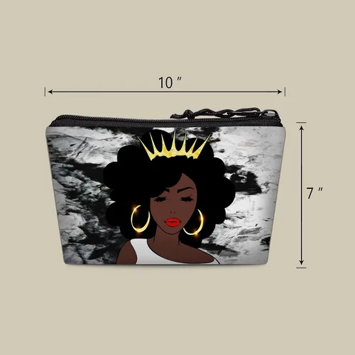 Miniatura 6 de Bolsa de maquillaje Melanin para mujer, bolsa de cosméticos impresa portátil, bolsa de aseo de viaje, bolsa organizadora de maquillaje para mujeres