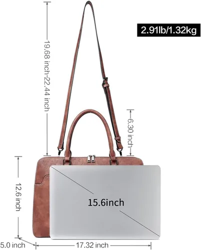 Miniatura 3 de CLUCI Maletín de cuero para mujer 15.6 pulgadas portátil de negocios vintage delgado bolso de hombro de las señoras