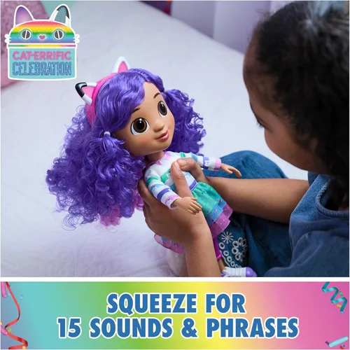 Miniatura 2 de Gabby's Dollhouse DreamWorks, muñeca Gabby Girl de 13 pulgadas de alto con efectos de sonido y orejas de gato reversibles, juguetes para niños