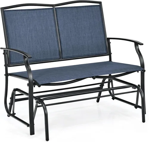 Miniatura 11 de Giantex Bancos planeadores de patio para exteriores, silla mecedora con marco de acero, capacidad de 400 libras, balancín de columpio para patio