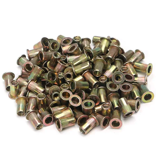 Miniatura 5 de 100 piezas de tuercas de remache de acero al carbono SAE 1/4-20 Tuercas de remache roscadas Kit de insertos Nutsert Rivnuts Woopais