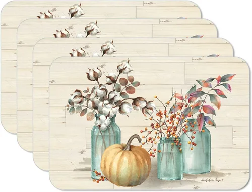 Miniatura 9 de CounterArt Autumn in Nature - Juego de 4 manteles individuales reversibles de plástico flexible de fácil cuidado, fabricados en los Estados Unidos