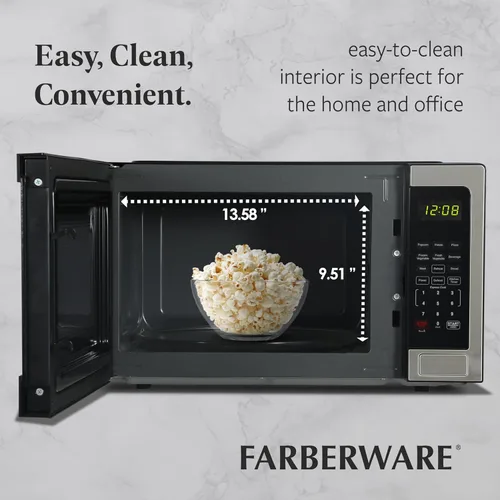 Miniatura 5 de Farberware - Horno microondas de encimera de 1.1 pies cúbicos – 1000 vatios de potencia, configuraciones de cocción automática, descongelación