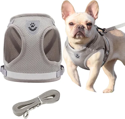 Miniatura 8 de Juego de arnés y correa para perro, chaleco reflectante ajustable de malla suave transpirable para mascotas, juego de arneses acolchados