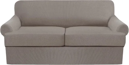 Miniatura 18 de Juego de fundas para sillas con cojines en T de 2 piezas, funda de sofá elástica para sillones y sillas con cojines en T