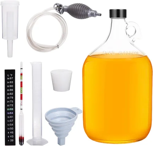 Mead - Kit de fabricación para principiantes, kit de elaboración casera de 1 galón con tarro de fermentación de vidrio, sifón, tapón de esclusa de