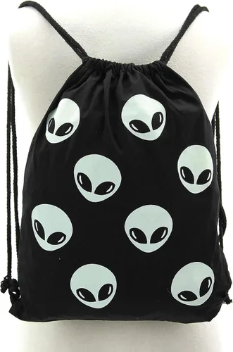 Miniatura 2 de Mochila con cordón alienígena que brilla en la oscuridad, Negro