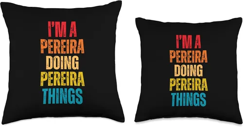 Miniatura 3 de Team Pereira & Personalized Last Name Gifts Pereira Proud Family Retro Reunion Last Name Surname Throw Pillow, 16x16, Multicolor