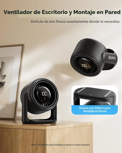 Miniatura 4 de Gaiatop Ventilador de escritorio con control táctil, batería de 4000 mAh, ventilador de dormitorio ultra silencioso de 5 velocidades con pantalla