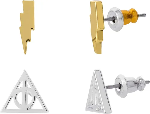 Miniatura 4 de Harry Potter Earring Sets, 2 Pair Gold Plated, Silver Plated Studs - Deathly Hallows and Lighting Scar, HP and Golden Snitch, Deathly Hallows and