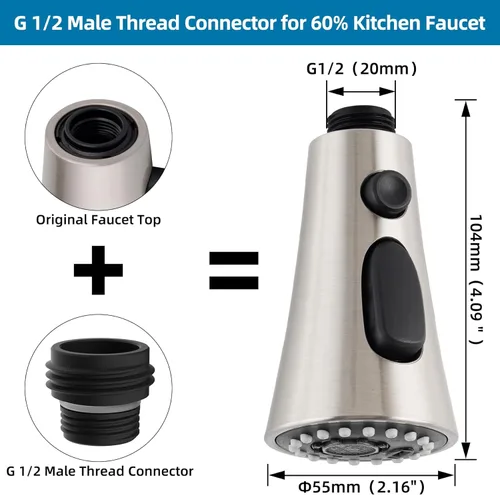 Miniatura 5 de Reemplazo universal de cabezal de grifo de cocina con kit de 15 adaptadores compatible con grifos American Standard/Kohler/Moen/Delta, cabezal