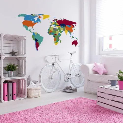 Miniatura 4 de Calcomanía de pared de mapa del mundo grande, para dormitorio, sala de juegos, habitación de niños, decoración mural – Art of Home removible vinilo