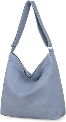 Miniatura 45 de Covelin - Bolsa de hombro informal de lona para mujer, estilo bohemio y retro, bolsa de mano, bolso cruzado, tamaño grande