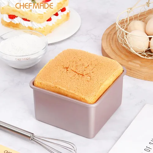 Miniatura 4 de CHEFMADE Molde cuadrado para tartas, plato de 5 pulgadas de profundidad con parte inferior suelta extraíble antiadherente cuadrado para hornear