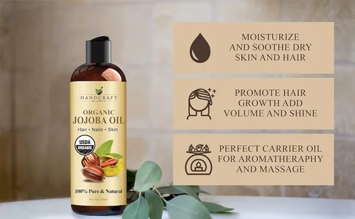 Miniatura 5 de Handcraft Blends Aceite de jojoba orgánico USDA prensado en frío 8 onzas líquidas 100% puro y natural para cabello, piel y cara Aceite
