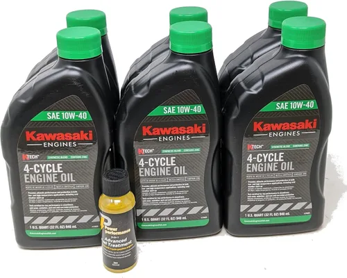 Kawasaki 6PK - Aceite de motor original OEM 10W40 de 4 ciclos K-Tech 99969-6296 y tratamiento de combustible