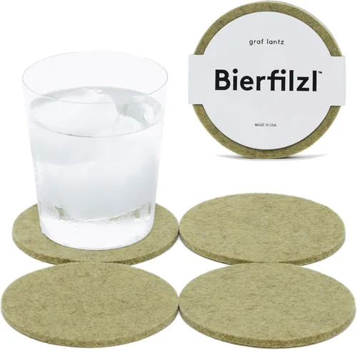 Miniatura 40 de Graf Lantz - Juego de 4 posavasos redondos de lana de merino Bierfilzl - Negro (círculos de 10 cm) - Absorbe el 30% del peso - Lana alemana