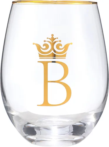 Miniatura 14 de Vaso de vino de 15 onzas con letra A, regalo personalizado con inicial, para boda, dama de honor, cumpleaños, graduación, para hombres y mujeres