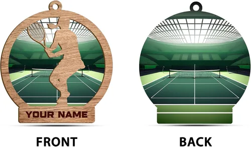 Miniatura 2 de Adorno plano acrílico personalizado para niña, jugador de tenis, regalo para amantes del tenis, jugador de tenis, adorno de Navidad para árbol