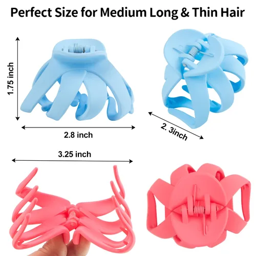 Miniatura 3 de Pinzas para cabello medianas mate de 2.8 para cabello fino, sujeción fuerte de 90°, antideslizantes, neutras, tipo pulpo jumbo, accesorios