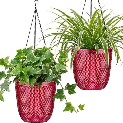 Miniatura 14 de Paquete de 2 macetas colgantes de riego automático de 7.2 pulgadas para plantas de interior y exterior, macetas colgantes de macramé de 34 pulgadas