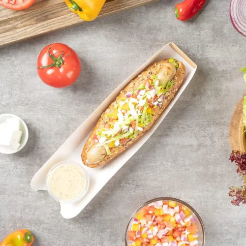 Miniatura 7 de Bio Tek - Bandeja rectangular de papel kraft para perros calientes o sándwiches – 11 3/4" x 2" x 1 1/4" – caja de 200